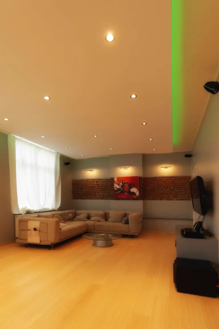 Séjour avec parquet et spots encastrés