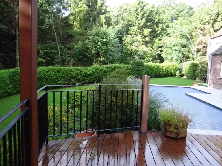 Terrasse en bois exotique avec garde-corps