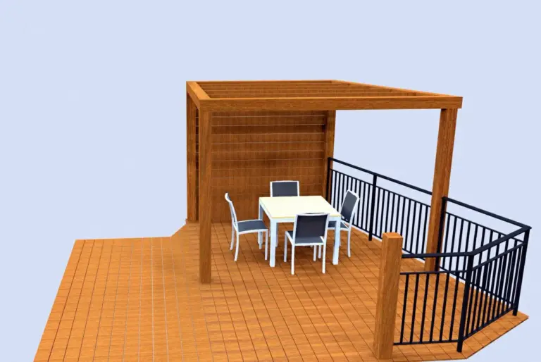 Plan 3D d'une pergola sur terrasse