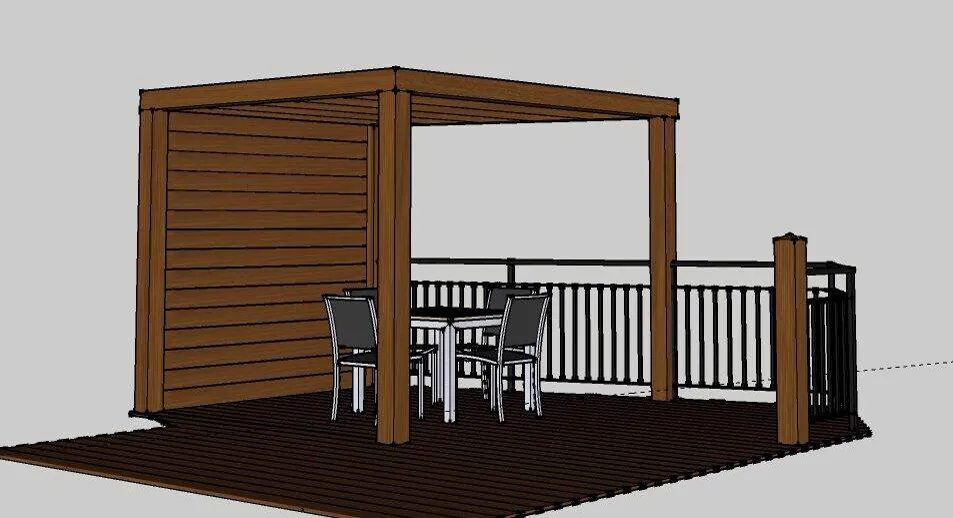 Plan 3D de la même pergola avant sa réalisation