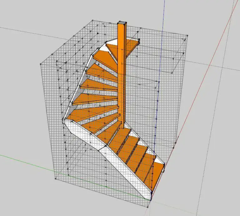Plan 3D d'un escalier tournant