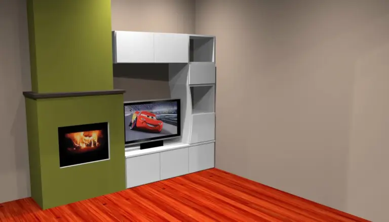 Plan 3D d'un meuble TV sur mesure