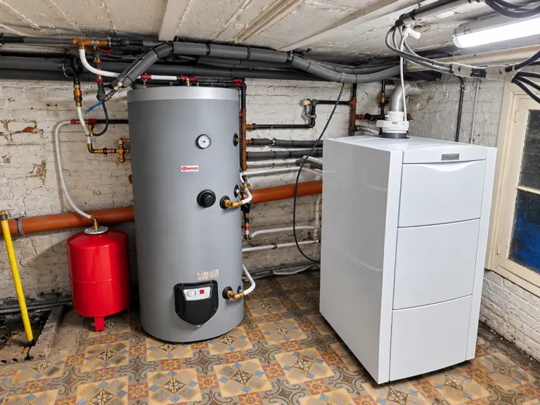 Après : nouvelle chaudière au gaz Vaillant et ballon d'eau chaude installés, Braine-l'Alleud